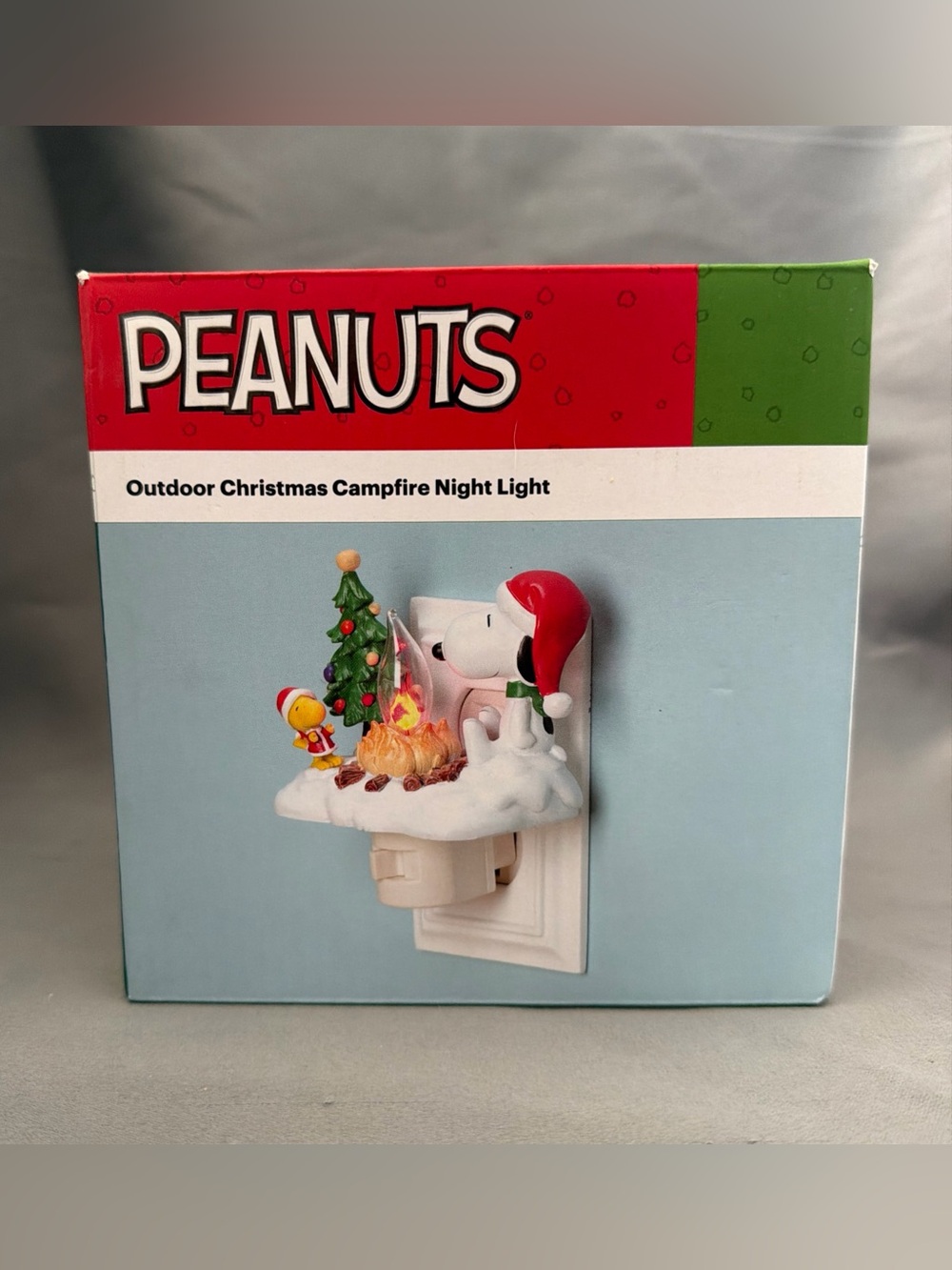 Peanuts SNOOPY & WOODSTOCK "Outdoor Christmas Campfire" Flickering Night Light!